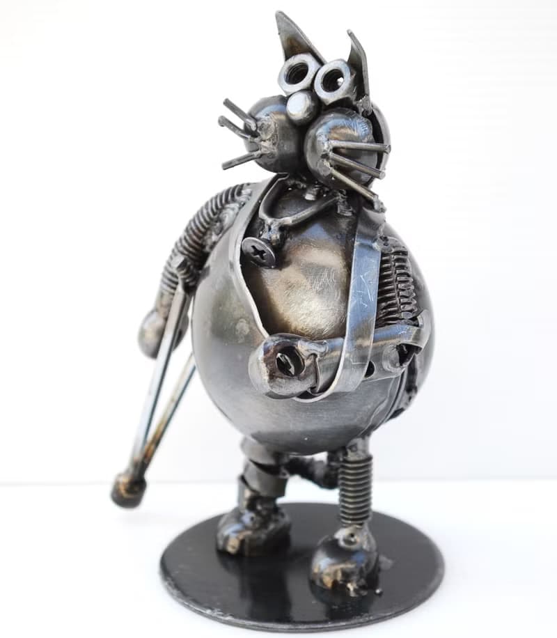 Cat Scrap Metal Sculpture, Gift For Anniversary, Wow Get Well Gift Sculptures