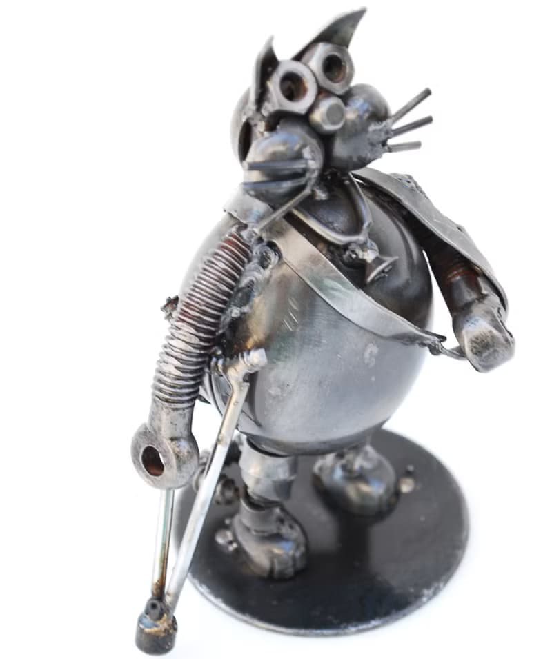 Cat Scrap Metal Sculpture, Gift For Anniversary, Wow Get Well Gift Sculptures