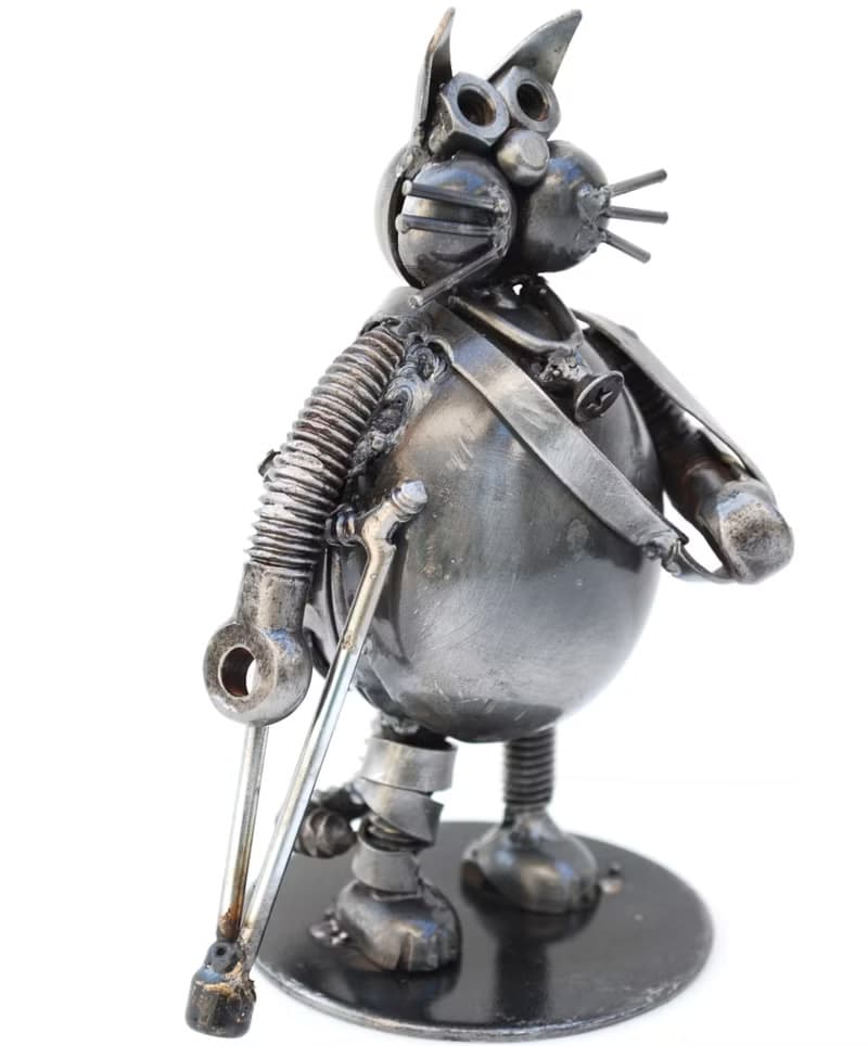 Cat Scrap Metal Sculpture, Gift For Anniversary, Wow Get Well Gift Sculptures