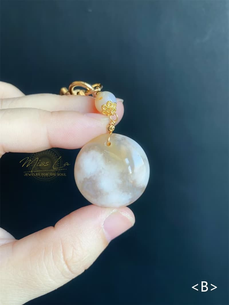 小高貨 櫻花瑪瑙 花型 鑰匙圈 包掛 閨密 天然石 生日禮物