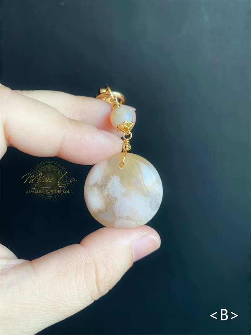小高貨 櫻花瑪瑙 花型 鑰匙圈 包掛 閨密 天然石 生日禮物