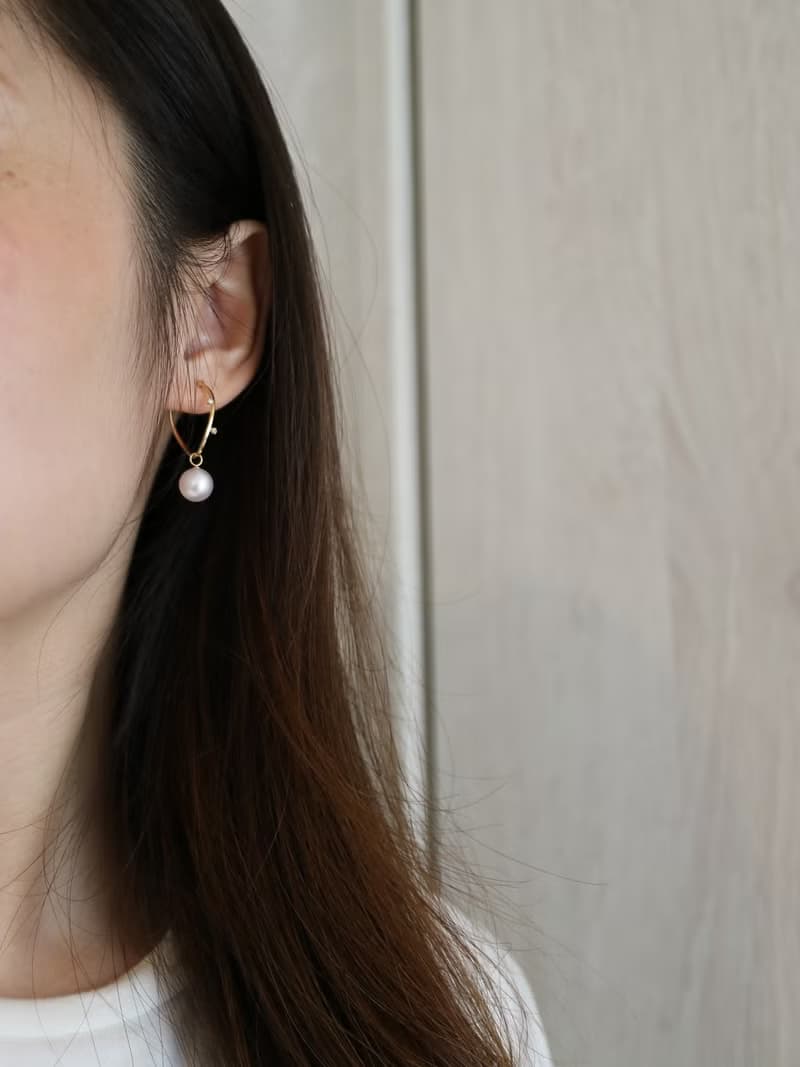 日本直送 可拆卸 8mm Akoya珍珠耳環 耳墜 18k黃金 鑽石 海水珍珠