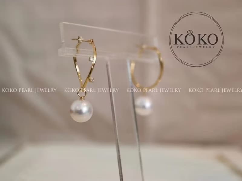 日本直送 可拆卸 8mm Akoya珍珠耳環 耳墜 18k黃金 鑽石 海水珍珠