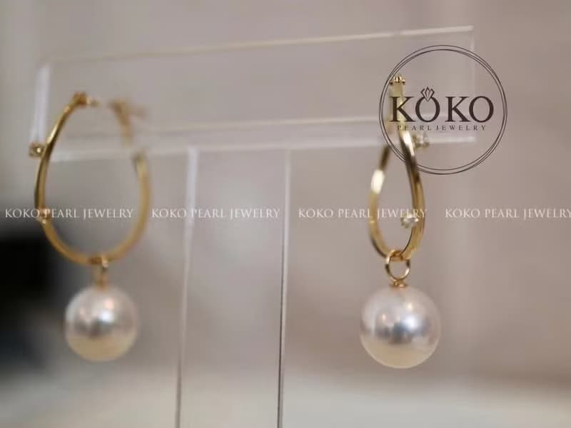 日本直送 可拆卸 8mm Akoya珍珠耳環 耳墜 18k黃金 鑽石 海水珍珠