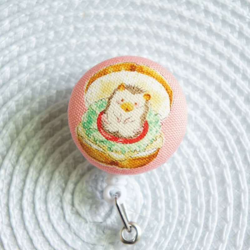 Lovely【日本布】刺蝟漢堡伸縮扣環 +卡套、悠遊卡、證件套