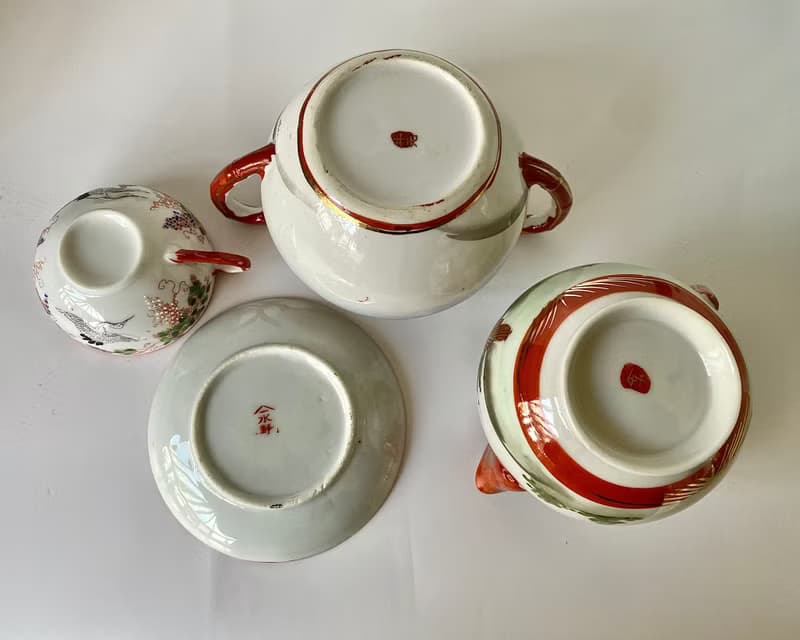 中國古董瓷器茶具三人份20世紀初中國手繪
