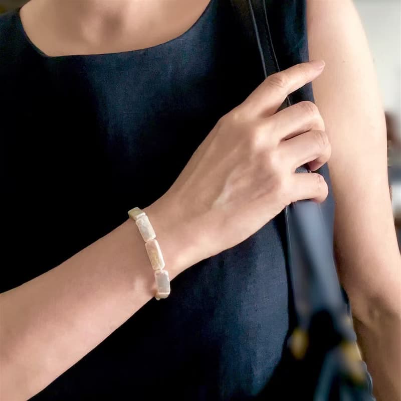 天然 淡水パール 長方形 パールのブレスレット(K14gf) オーロラカラー