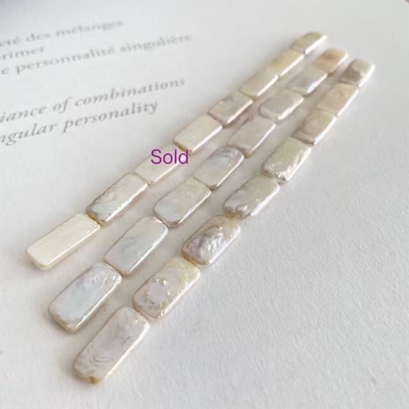 天然 淡水パール 長方形 パールのブレスレット(K14gf) オーロラカラー