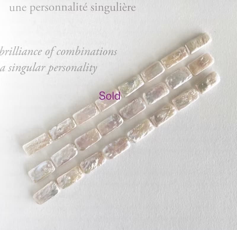 天然 淡水パール 長方形 パールのブレスレット(K14gf) オーロラカラー