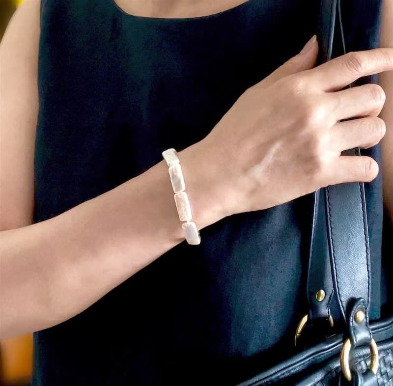 天然 淡水パール 長方形 パールのブレスレット(K14gf) オーロラカラー