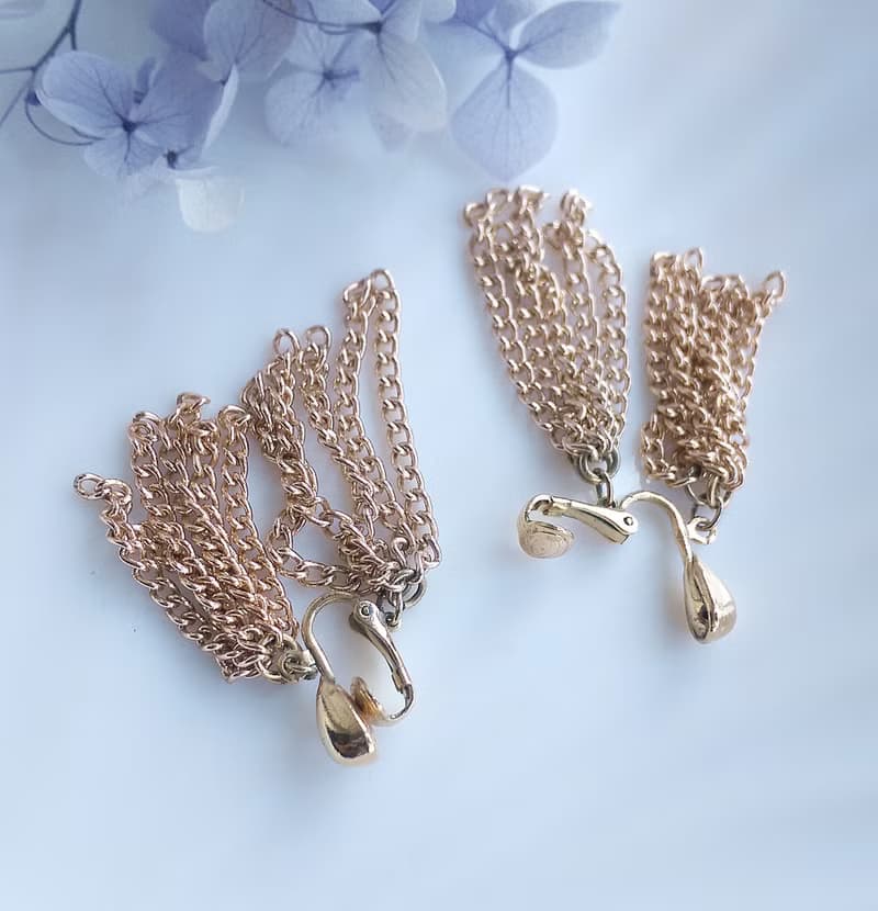 Vintage Jewelry 西洋古董飾品 SARAH COV 前後錯位流蘇 夾式耳環
