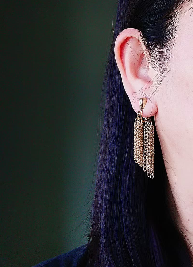 Vintage Jewelry 西洋古董飾品 SARAH COV 前後錯位流蘇 夾式耳環