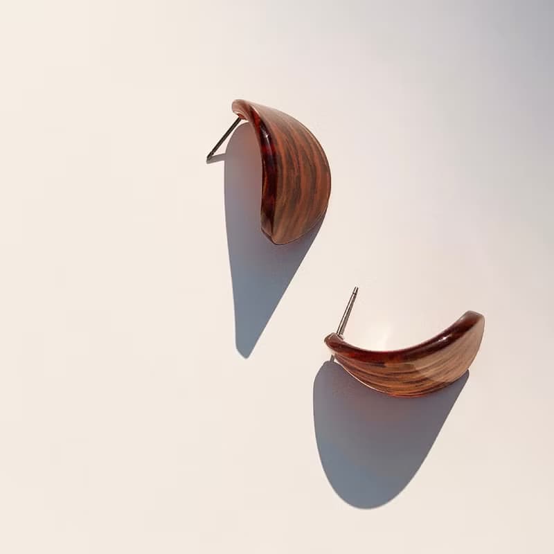 【出清Sale】琥珀布紋水滴壓克力耳環 Redish Brown earrings