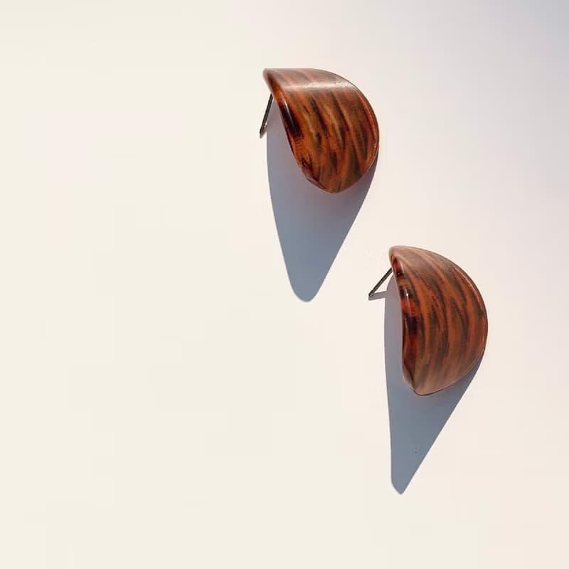 【出清Sale】琥珀布紋水滴壓克力耳環 Redish Brown earrings
