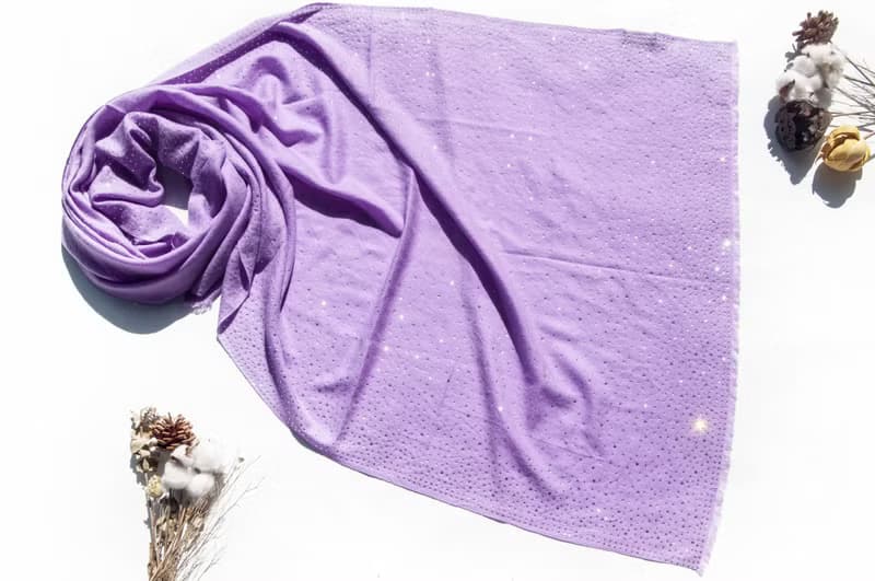 喀什米爾Cashmere 水鑽羊絨圍巾 純羊毛圍巾披巾 戒指絨披肩-星空