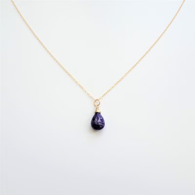 青金石 大水滴切割 14K GF 包金 裸感項鍊 鎖骨鍊