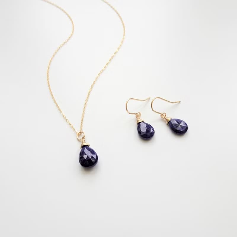 青金石 大水滴切割 14K GF 包金 裸感項鍊 鎖骨鍊