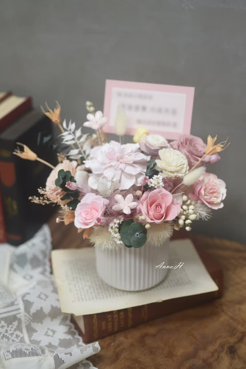 粉色調開幕花禮 乾燥花禮 永生花禮 擴香花 生日禮物