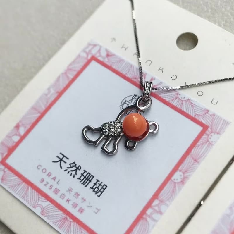 【出清品】天然粉珊瑚 | 純銀項鍊 | 孤品 | 快速出貨