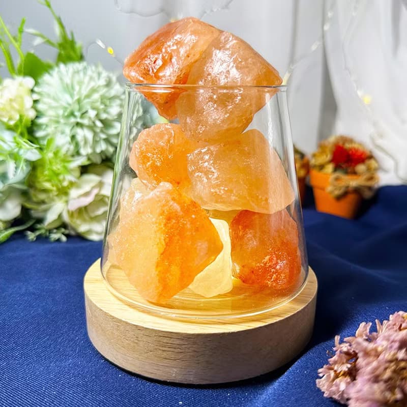 【MU工坊】橙鹽石擴香石/水晶擴香燈/碎石/室內香薰/淨化小夜燈
