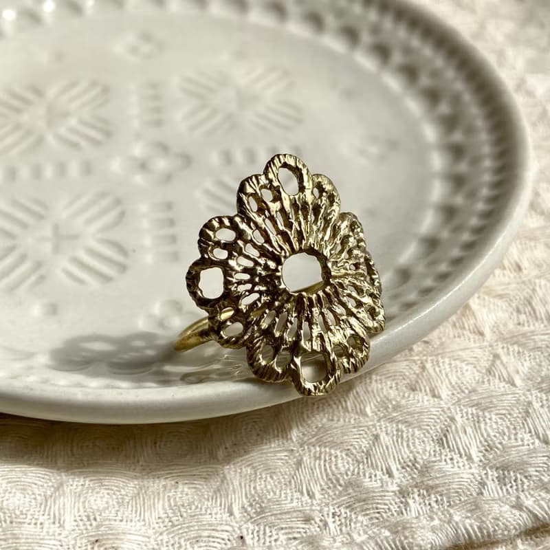 老林雜貨 | 大花黃銅戒指