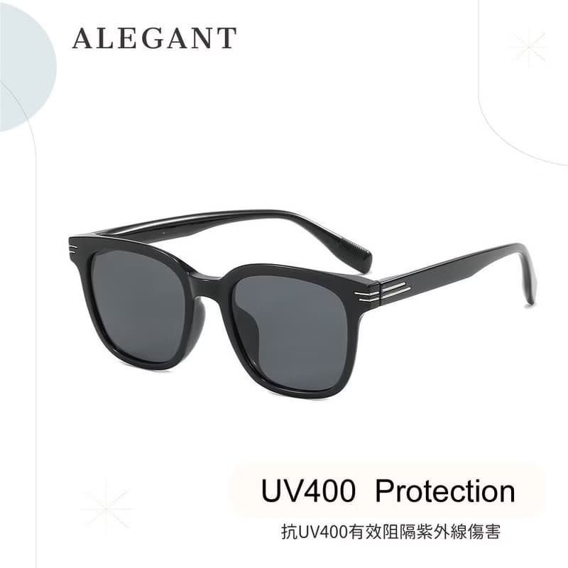 蝶影的秘谷探尋│曲線黑幾何時尚TR90偏光墨鏡│UV400太陽眼鏡