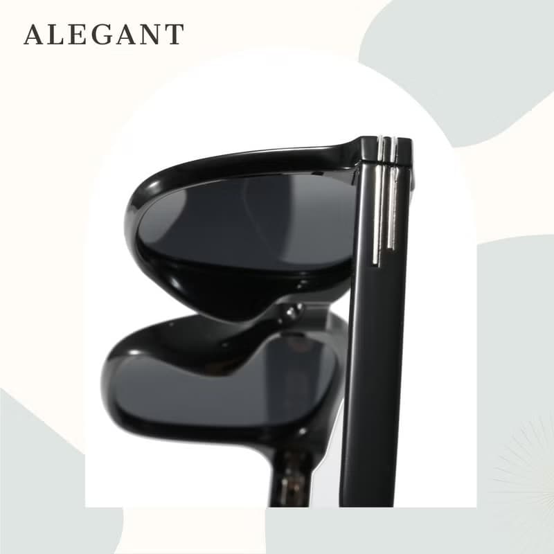 蝶影的秘谷探尋│曲線黑幾何時尚TR90偏光墨鏡│UV400太陽眼鏡