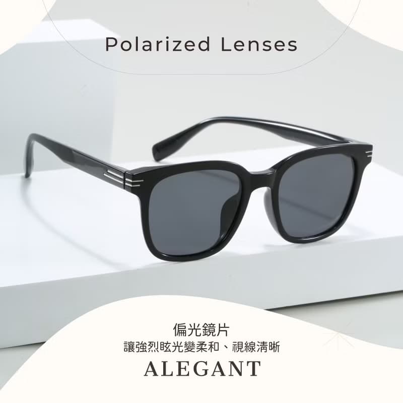 蝶影的秘谷探尋│曲線黑幾何時尚TR90偏光墨鏡│UV400太陽眼鏡
