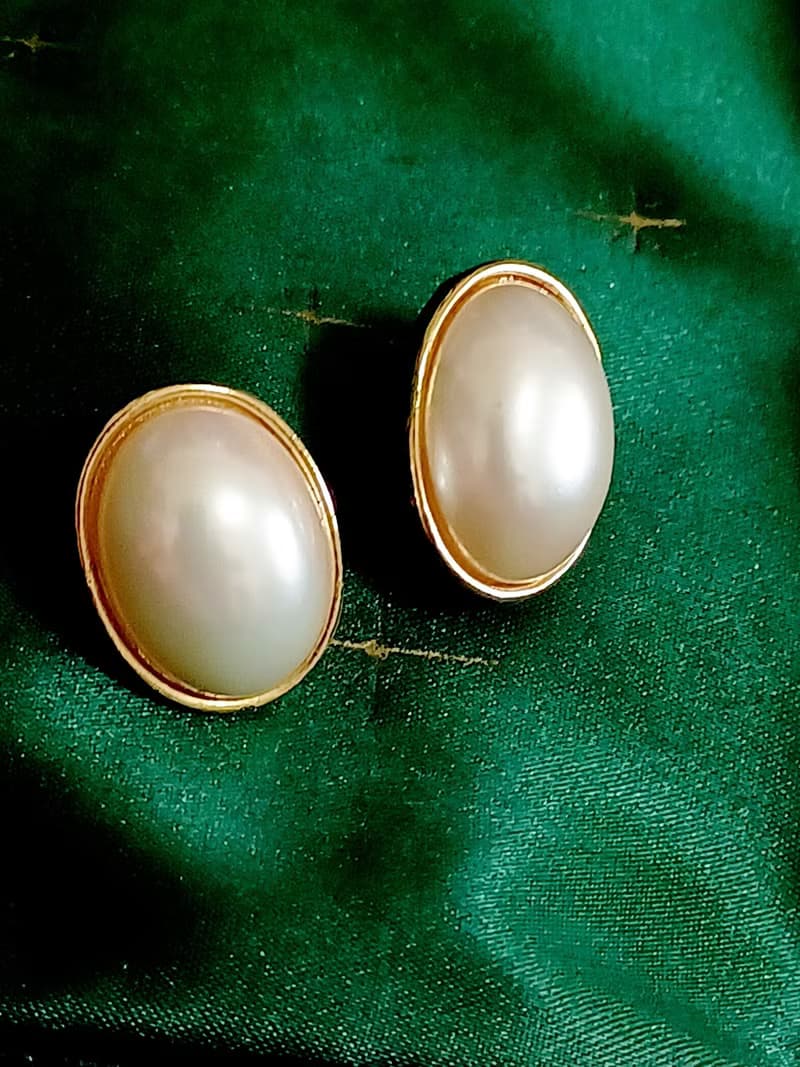 vintage jewelry  氣質佳人立體仿珠 夾式耳環