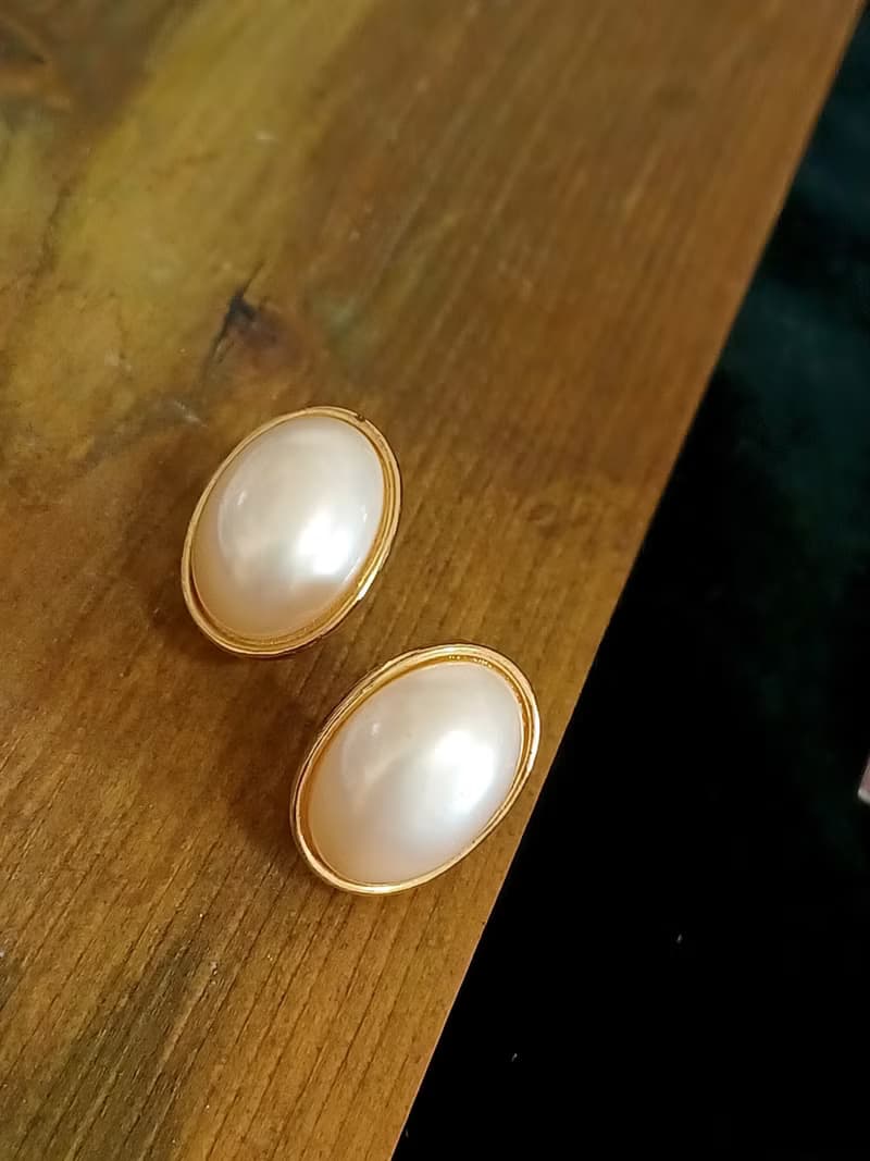 vintage jewelry  氣質佳人立體仿珠 夾式耳環