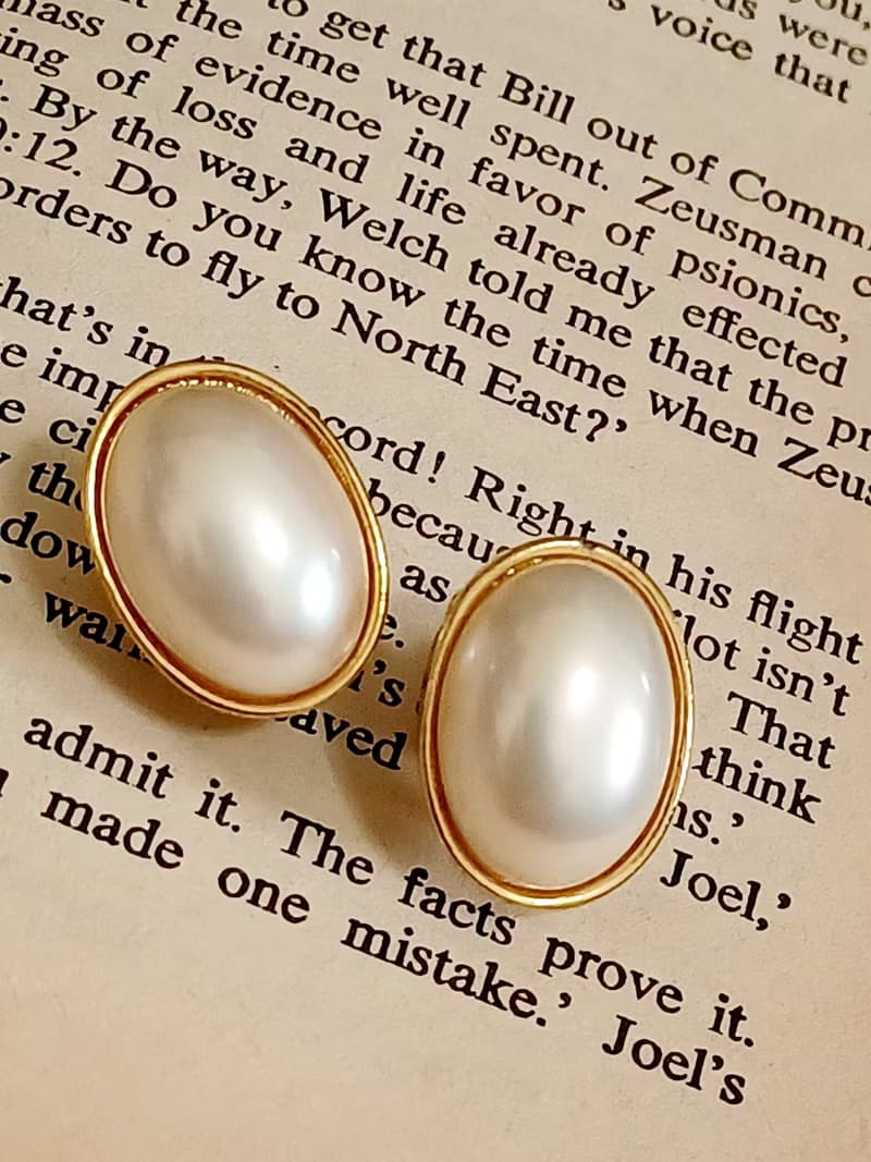 vintage jewelry  氣質佳人立體仿珠 夾式耳環