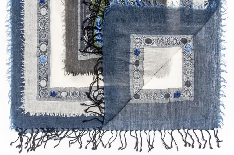 喀什米爾Cashmere/水煮羊毛披肩/針織圍巾/刺繡圍巾/羊絨披巾-花