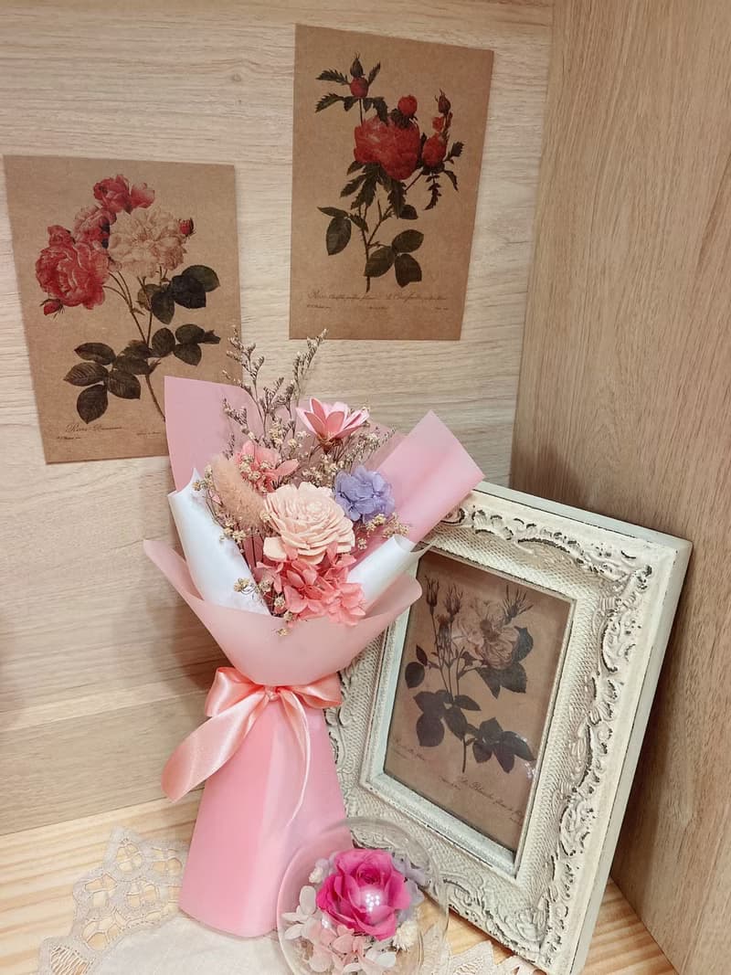櫻花粉粉小可愛花束 乾燥花 永生花 母親節 生日送禮 韓式花束