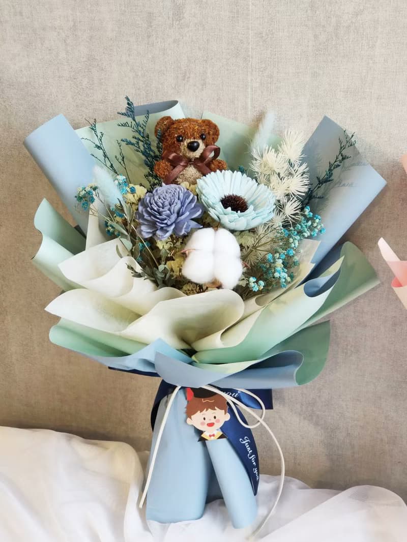 G81/ 苔蘚小熊花束/ 畢業花束