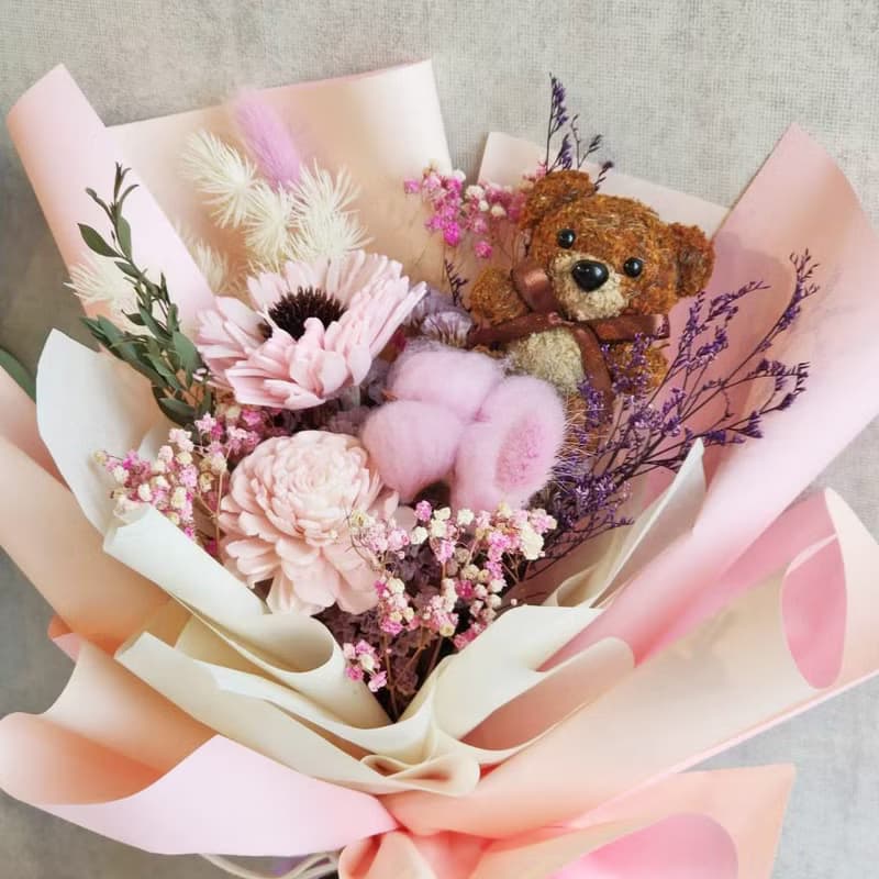 G81/ 苔蘚小熊花束/ 畢業花束