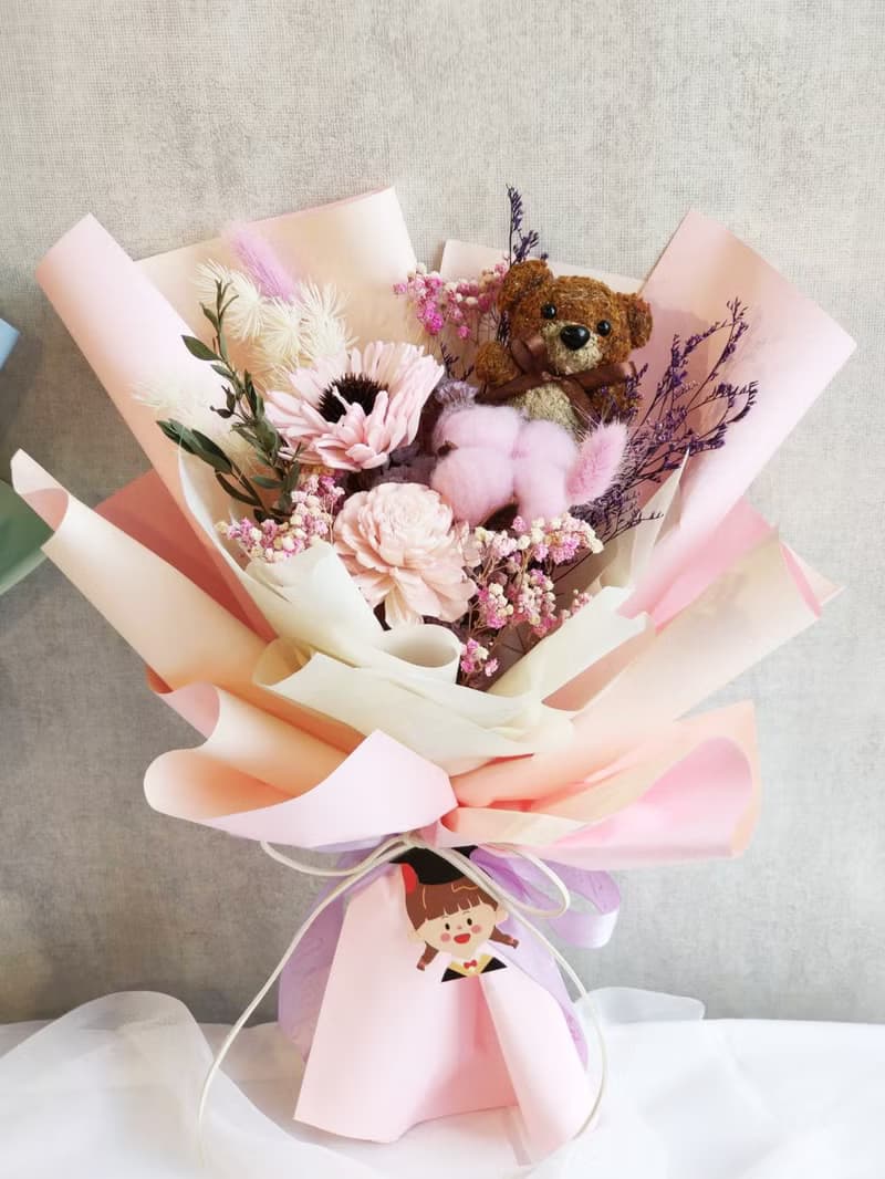 G81/ 苔蘚小熊花束/ 畢業花束