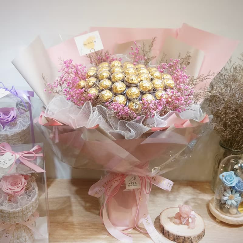 Love you forever 金莎花束 (40顆) 永生花 情人節花束 生日禮物