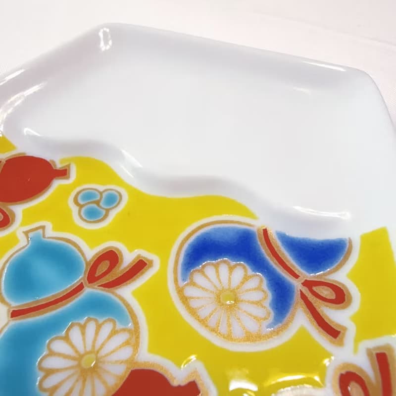 【九谷燒】青郊窯富士山造型盤-六瓢