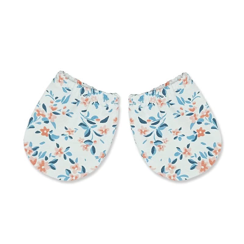 【Deux Filles有機棉】新生兒/嬰兒手套-紅藍花