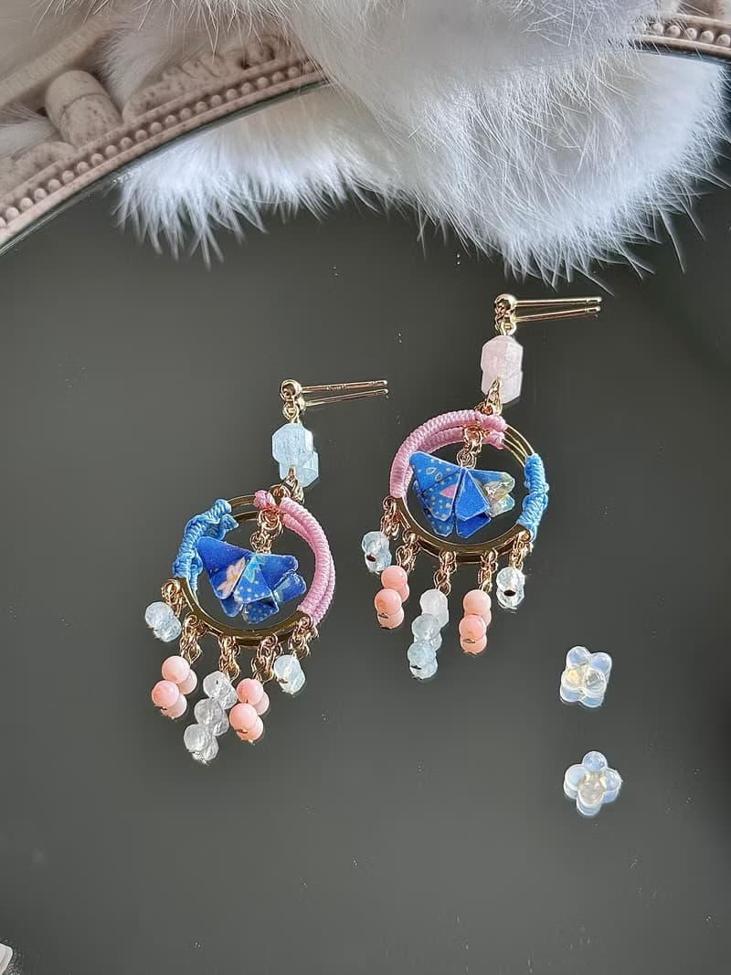 手工摺紙蝴蝶創意耳環