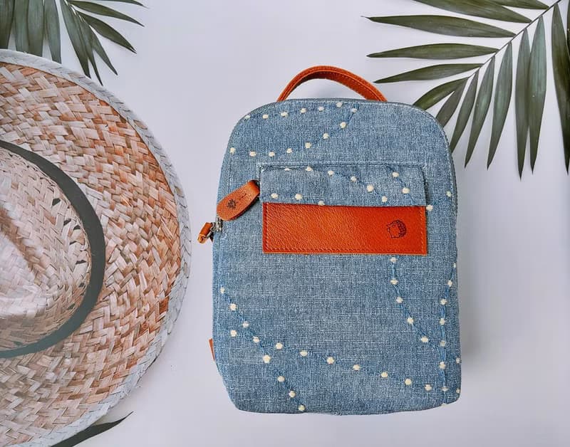 雙面三用包/看楓葉的小刺蝟/手提/斜背/胸包/歐洲進口刺繡布