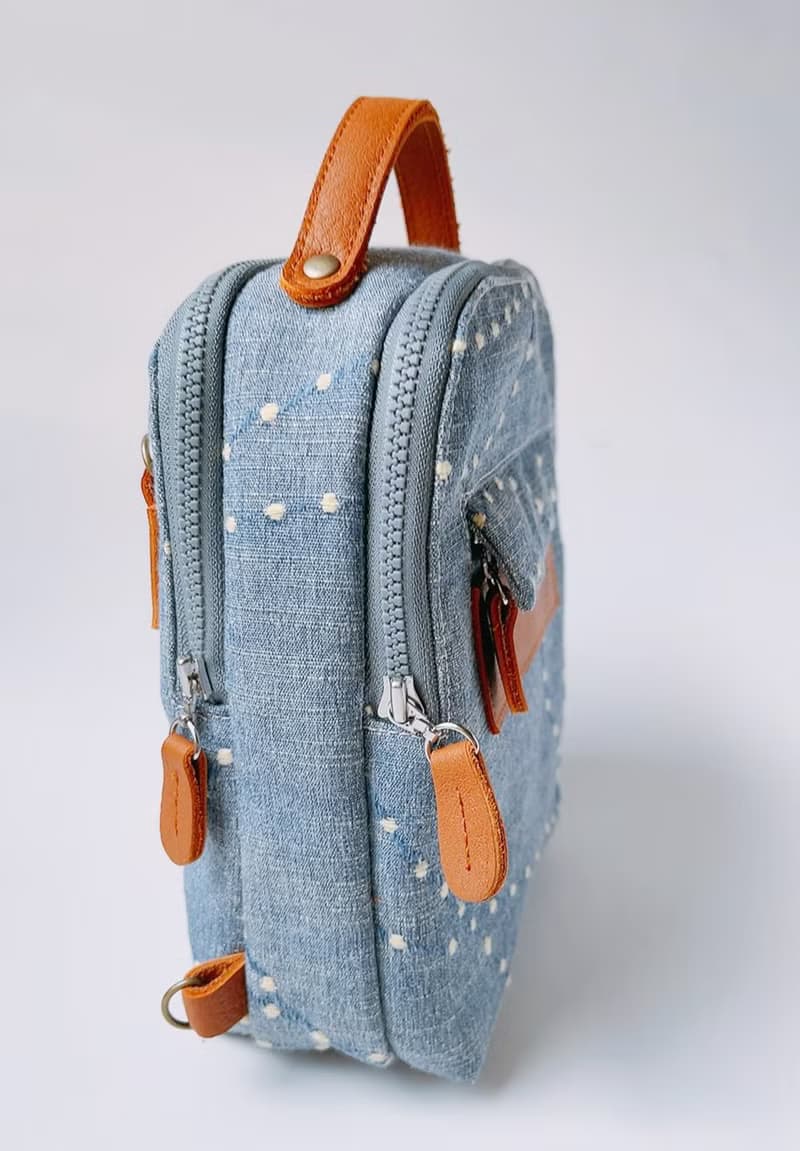 雙面三用包/看楓葉的小刺蝟/手提/斜背/胸包/歐洲進口刺繡布