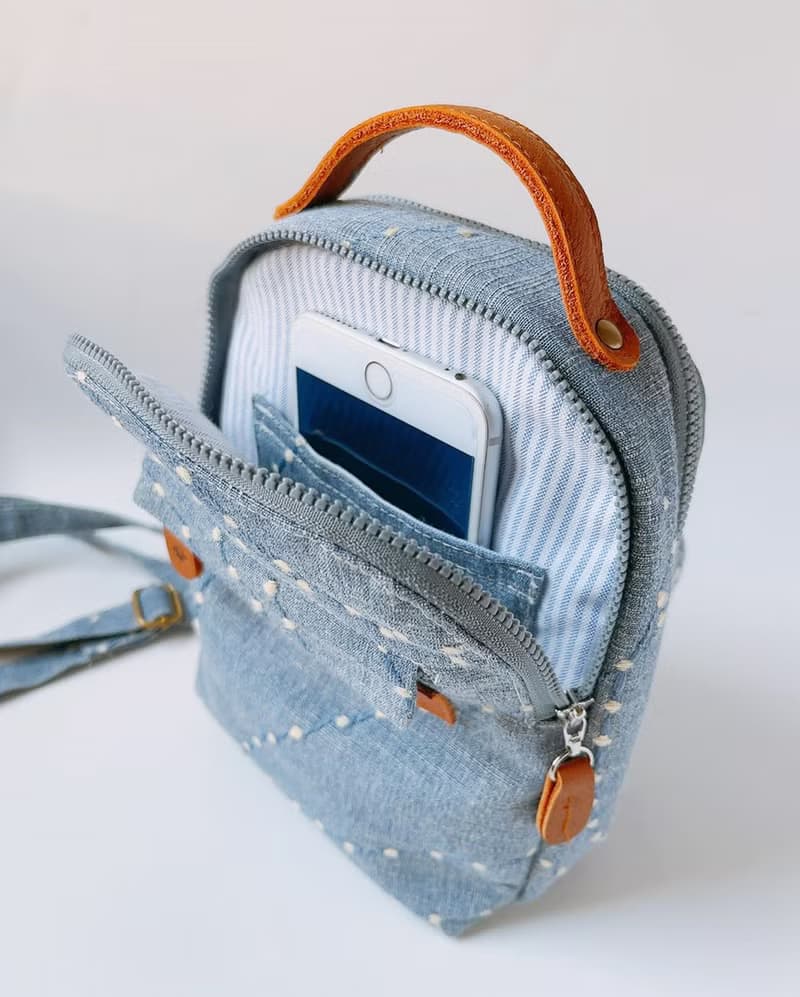 雙面三用包/看楓葉的小刺蝟/手提/斜背/胸包/歐洲進口刺繡布
