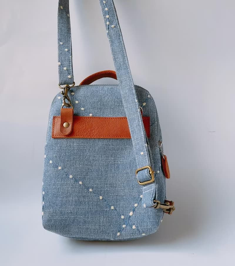 雙面三用包/看楓葉的小刺蝟/手提/斜背/胸包/歐洲進口刺繡布