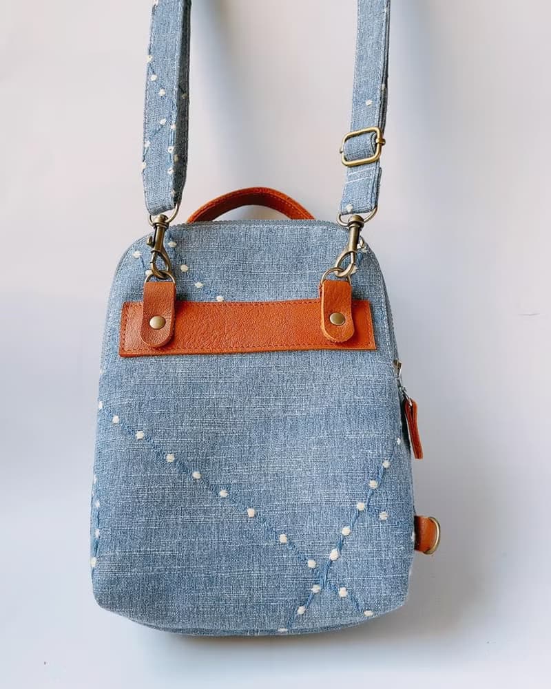 雙面三用包/看楓葉的小刺蝟/手提/斜背/胸包/歐洲進口刺繡布