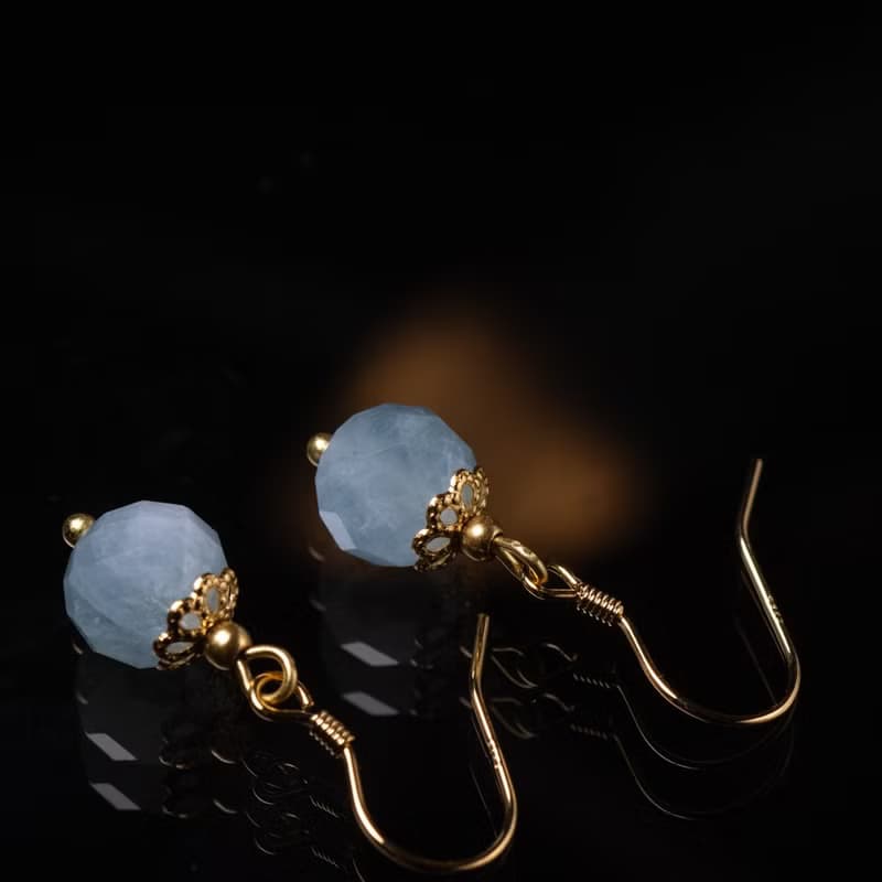 小優雅系列 l 海藍寶耳勾式耳環 E0005