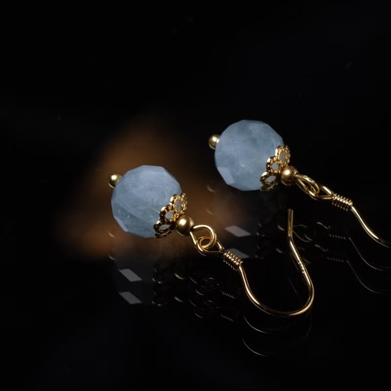 小優雅系列 l 海藍寶耳勾式耳環 E0005