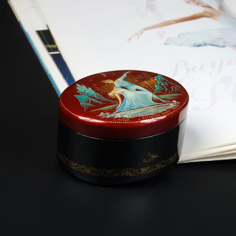 Swan Lake ballet lacquer box painted miniature art Christmas Gift Wrapping