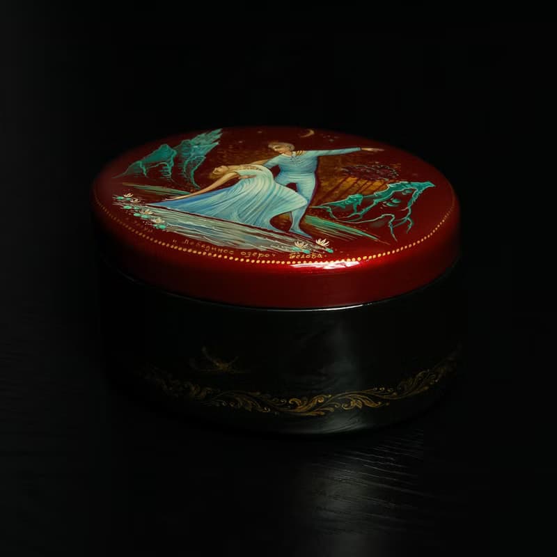 Swan Lake ballet lacquer box painted miniature art Christmas Gift Wrapping