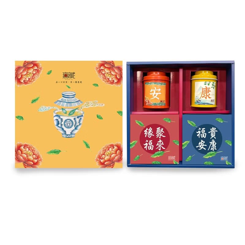 D3【無藏】端午公益禮盒 茶食成雙組-安康(2茶+1餅+1糖)